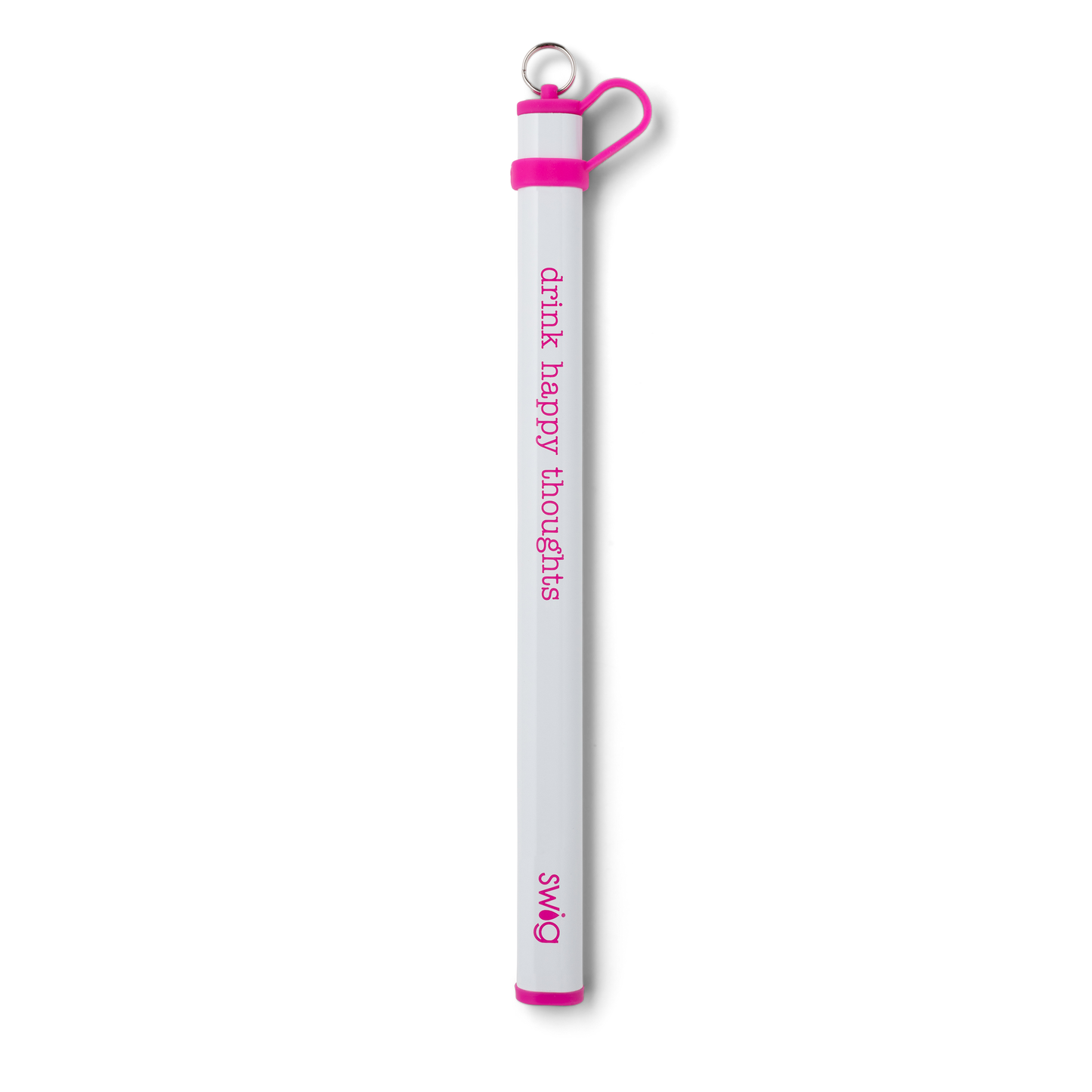 Hot Pink Double Stainless Steel Straw Set - Drink Happy Thoughts