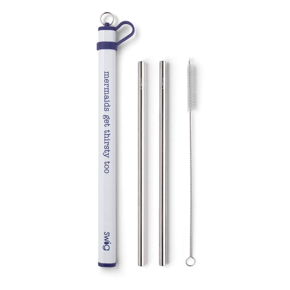 Purple Double Stainless Steel Straw Set - Mermaids Get Thirsty Too